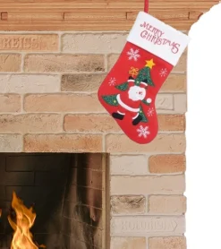 Merkloos Kerstsokken>Kerstsok - Rood Met Wit - H40 Cm - Polyester - Kerstversiering