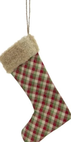 Merkloos Kerstsokken>Kerstsok - Ruiten - Hanger - Kerstversiering - Kerstmis - Decoratie