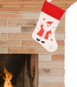 Merkloos Kerstsokken>Kerstsok - Wit - Polyester - H48 Cm - Met Kerstman Print