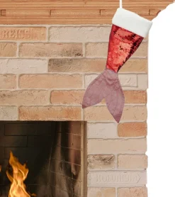 Merkloos Kerstsokken>Kerstsok - Zeemeerminnen Staart Pailletten - H45 Cm - Polyester