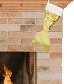 Merkloos Kerstsokken>Kerstsok - Zeemeerminnen Staart - Goud Pailletten - H45 Cm - Polyester