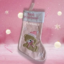 Iemandverrassen Kerstsokken>Kerstsok Baby's 1St Christmas Blauw Met (Eigen) Naam (Roze Helaas Uitverkocht)