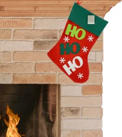 Merkloos Kerstsokken>Kerstsok Ho Ho Ho Rood/Groen - 45 Cm - Polyester - Kerstsokken