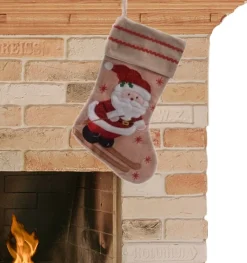 Merkloos Kerstsokken>Kerstsok Met Kerstman Opdruk 45 Cm Kerstdecoratie