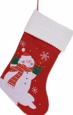 Merkloos Kerstsokken>Kerstsok Met Sneeuwpop 46 Cm - Kerstversiering