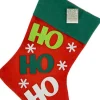 Merkloos Kerstsokken>Kerstsok Rood/Groen Ho Ho Ho 45 Cm Cm - Kerstversiering/Kerstdecoratie Kerstsokken