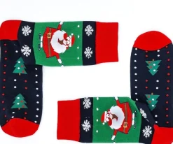 ‘Merkloos’’ Kerstsokken>Kerstsokken 41-47 "Kerstman Met Hele Dunne Benen