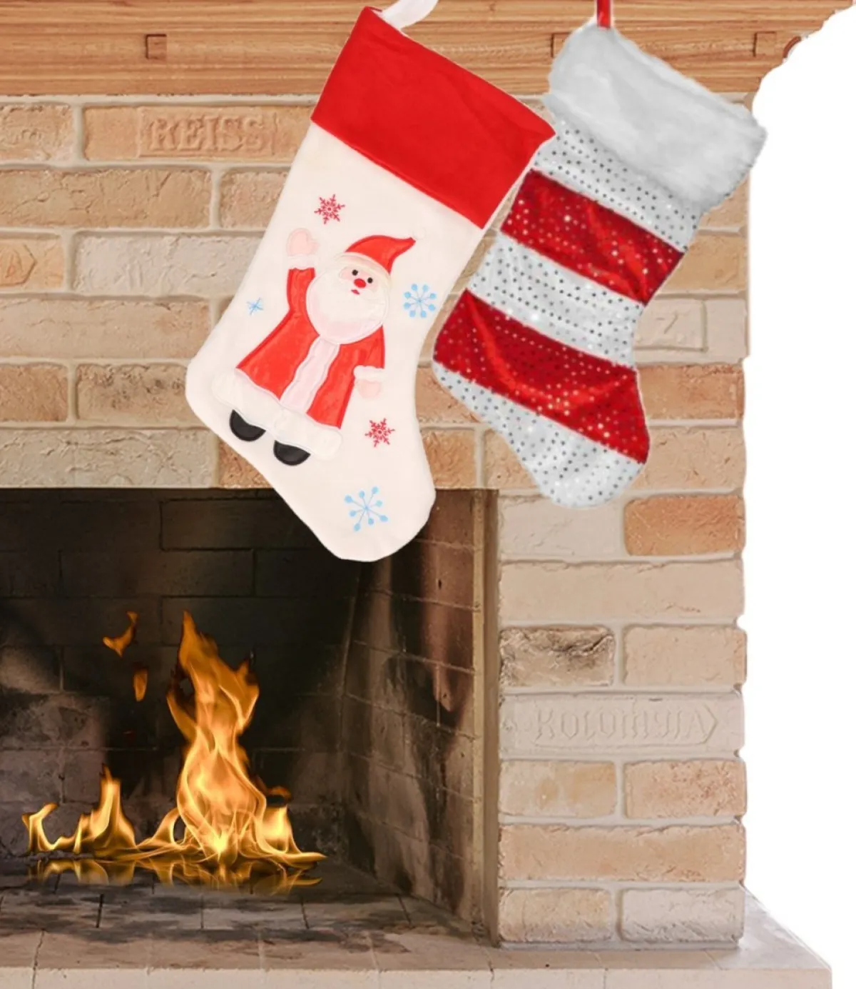 Merkloos Kerstsokken>Kerstsokken - 2X Stuks - Rood - H43 En H48 Cm - Kerstdecoratie