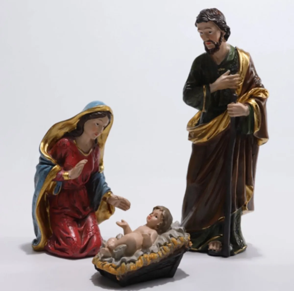 Merkloos Kerststallen>Kerststal - 30 Cm Kerstfiguren - 11 Beeldjes - Kerstdecoratie - Maria - Jesus - Joseph - Wijze Mannen - Dieren - Bijbel - Polystone