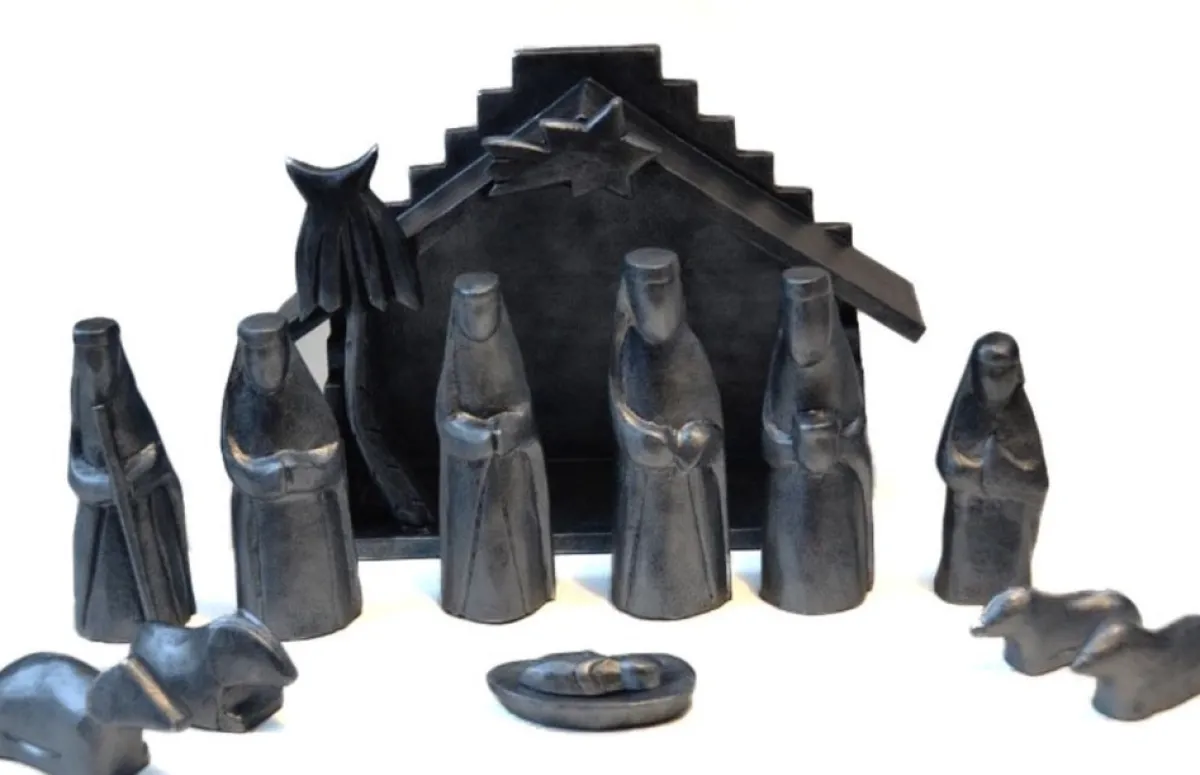 Floz Kerststallen>Kerststal - Silver Black - Hout - Fairtrade Uit Indonesie