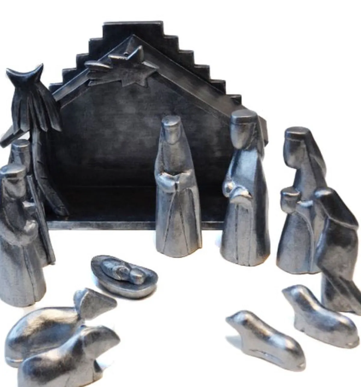 Floz Kerststallen>Kerststal - Silver Black - Hout - Fairtrade Uit Indonesie
