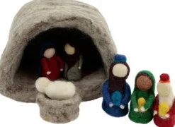 Fairtrade uit Nepal Kerststallen>Kerststal - Vilt - Nepal - 22X17X14Cm - Fairtrade