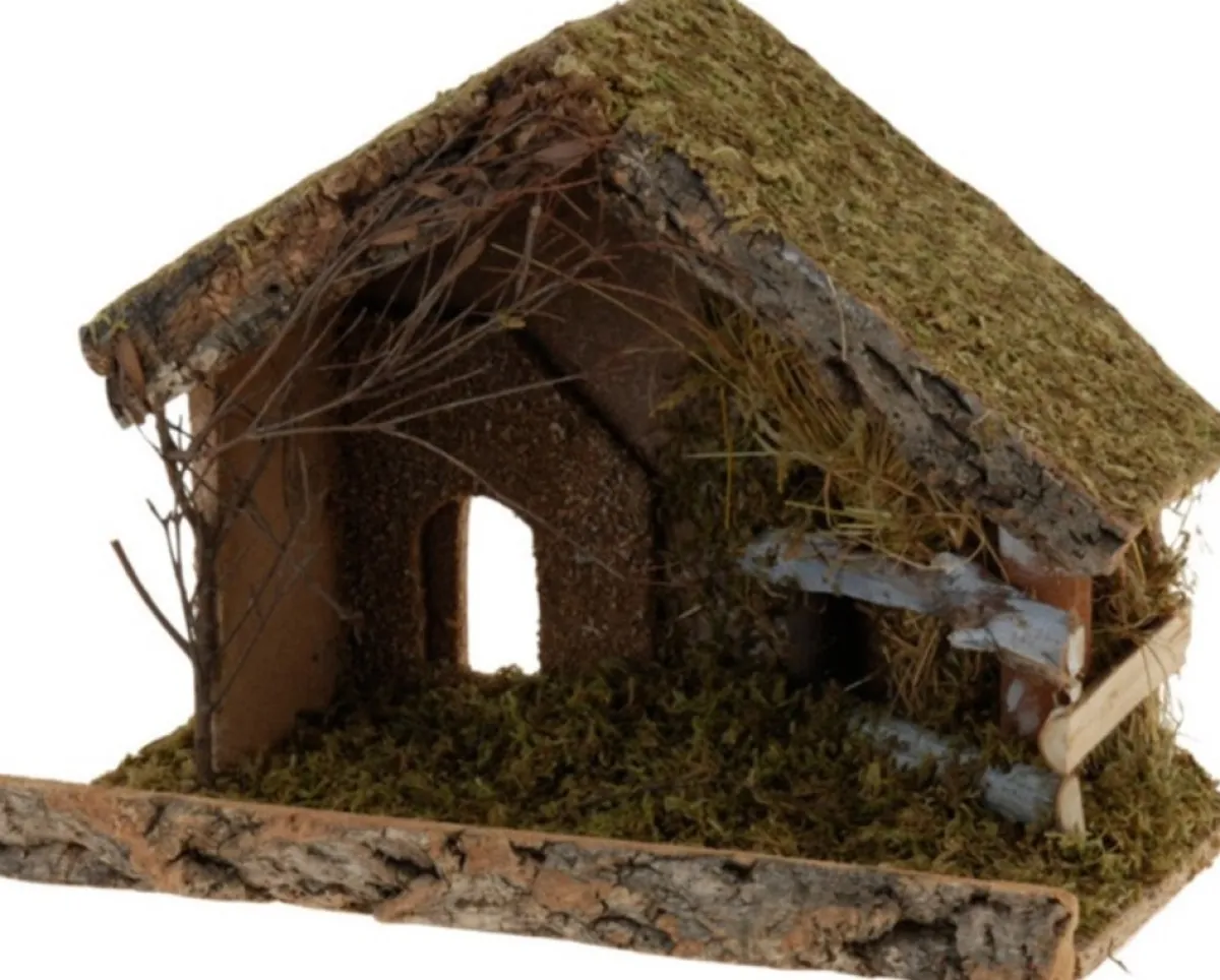 Merkloos Kerststallen>Kerststal - 32X17X25 Cm - Hout