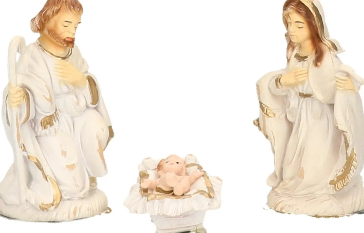 Merkloos Kerststallen>Kerststal Beelden / Figuren 3 Stuks In Doos 21 X 16 X 6,5 Cm - Religieuze Kerstbeelden / Kerststallen Figuren