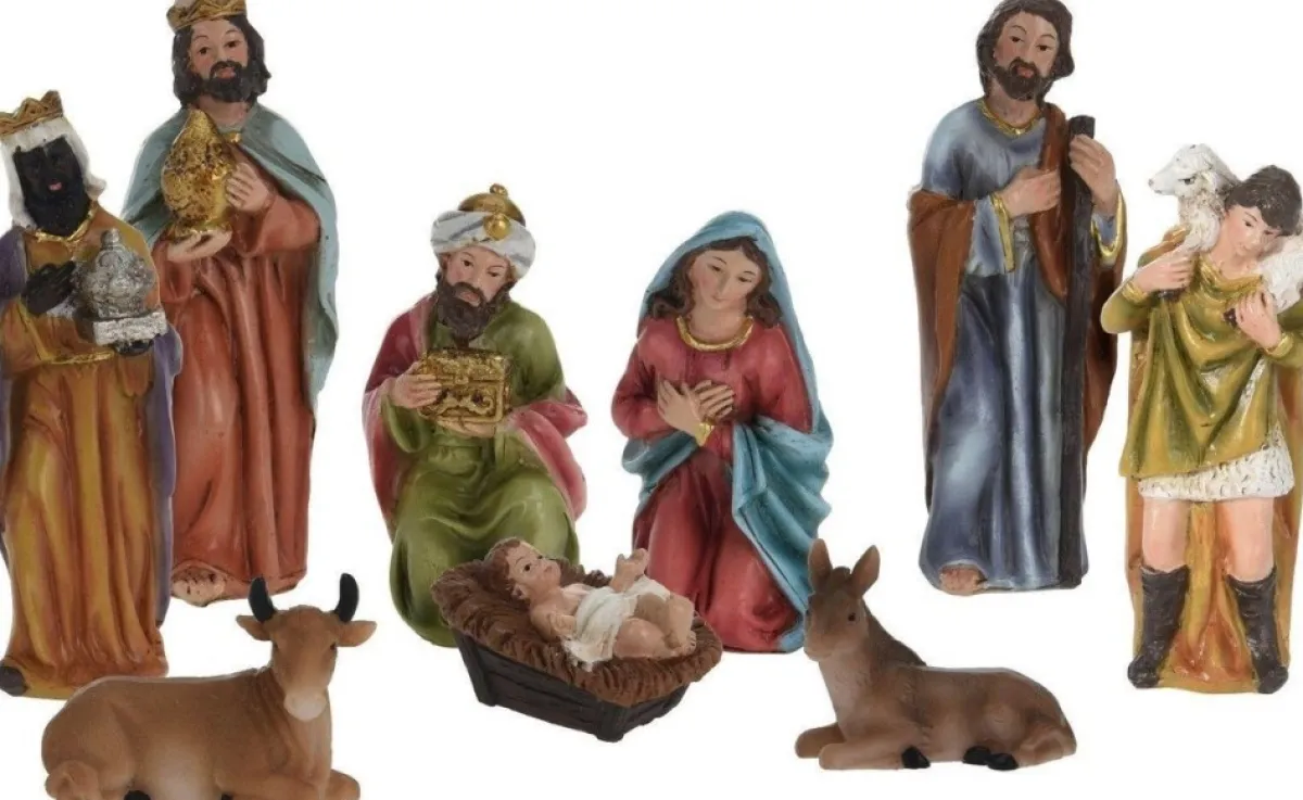 Nampook Kerststallen>Kerststal Figuren - Kerstgroep - Kerstbeeldjes Voor Kerststal - H=10Cm - Set Van 9 Stuks