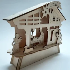 eigen Kerststallen>Kerststal Houtsnijwerk Met Verlichting 18Cm Hoog