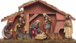 Merkloos Kerststallen>Kerststal Met 8 Figuren 40 Cm