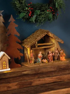 Decoris Kerststallen>Kerststal Met 8 Kerst Figuren 38 Cm - Kerststallen