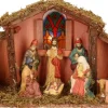 Merkloos Kerststallen>Kerststal Met Verlichting En 8 Figuren 39 X 14 X 23 Cm