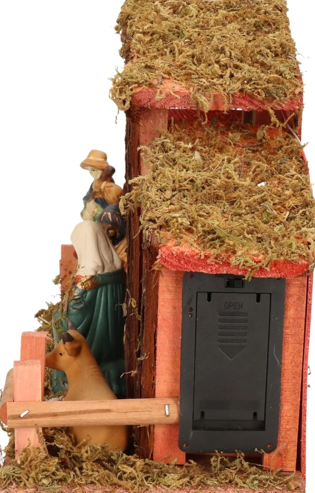 Merkloos Kerststallen>Kerststal Met Verlichting En 8 Figuren 39 X 14 X 23 Cm