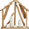 Krist+ Kerststallen>Kerststal Set Keramisch Natuurlijk Hout Wit (25 X 28 X 10 Cm)