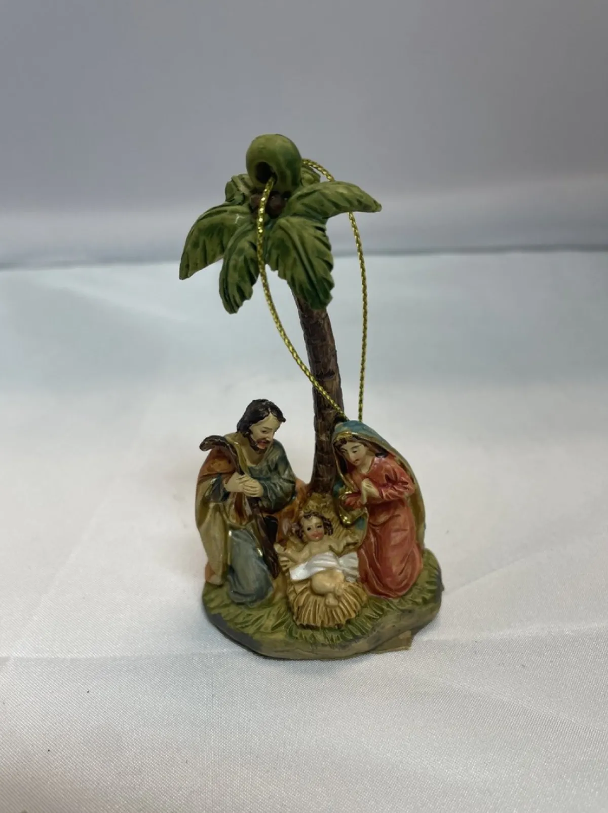 Eigenmerk Home made Kerststallen>Kerststalhanger Palmboom Met Josef, Maria En Kindeke Jezus