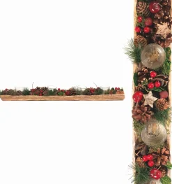 Naturn Christmas Kerststukjes>Kerststuk Theelicht Houder - Red Berry | 70 Cm / 4L | Decoratief Kerststuk Gemaakt Uit Natuurlijke Materialen En Voorzien Van Twee Waxinehouders | Kerst Decoratie | Rood