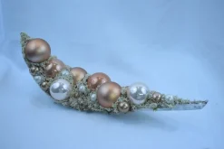 ZoeZo Design Kerststukjes>Kerststukje In Natuurlijk Blad, Lengte 42 Cm, Ecru, Goud