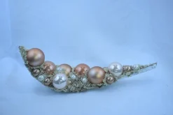 ZoeZo Design Kerststukjes>Kerststukje In Natuurlijk Blad, Lengte 42 Cm, Ecru, Goud