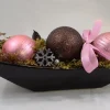ZoeZo Design Kerststukjes>Kerststukje In Zwart Aardewerk Schaaltje, Bordeaux/ , L 24 Cm, H 10 Cm, Br 9 Cm