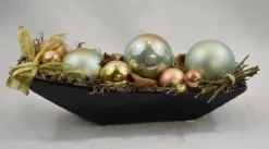 ZoeZo Design Kerststukjes>Kerststukje In Zwart Aardewerk Schaaltje, Goud/ , L 24 Cm, H 10 Cm, Br 9 Cm