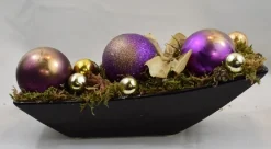 ZoeZo Design Kerststukjes>Kerststukje In Zwart Aardewerk Schaaltje, /Goud, L 24 Cm, H 10 Cm, Br 9 Cm