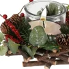 Merkloos Kerststukjes>Kerststukje Met Theelichthouder En Decoratie 20 X 12 Cm Kerst Tafeldecoratie - Kerstversiering/Kerstdecoratie