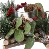 Merkloos Kerststukjes>Kerststukje Stervorm Met Theelichthouder En Decoratie 17 X 8 Cm Kerst Tafeldecoratie - Kerstversiering/Kerstdecoratie