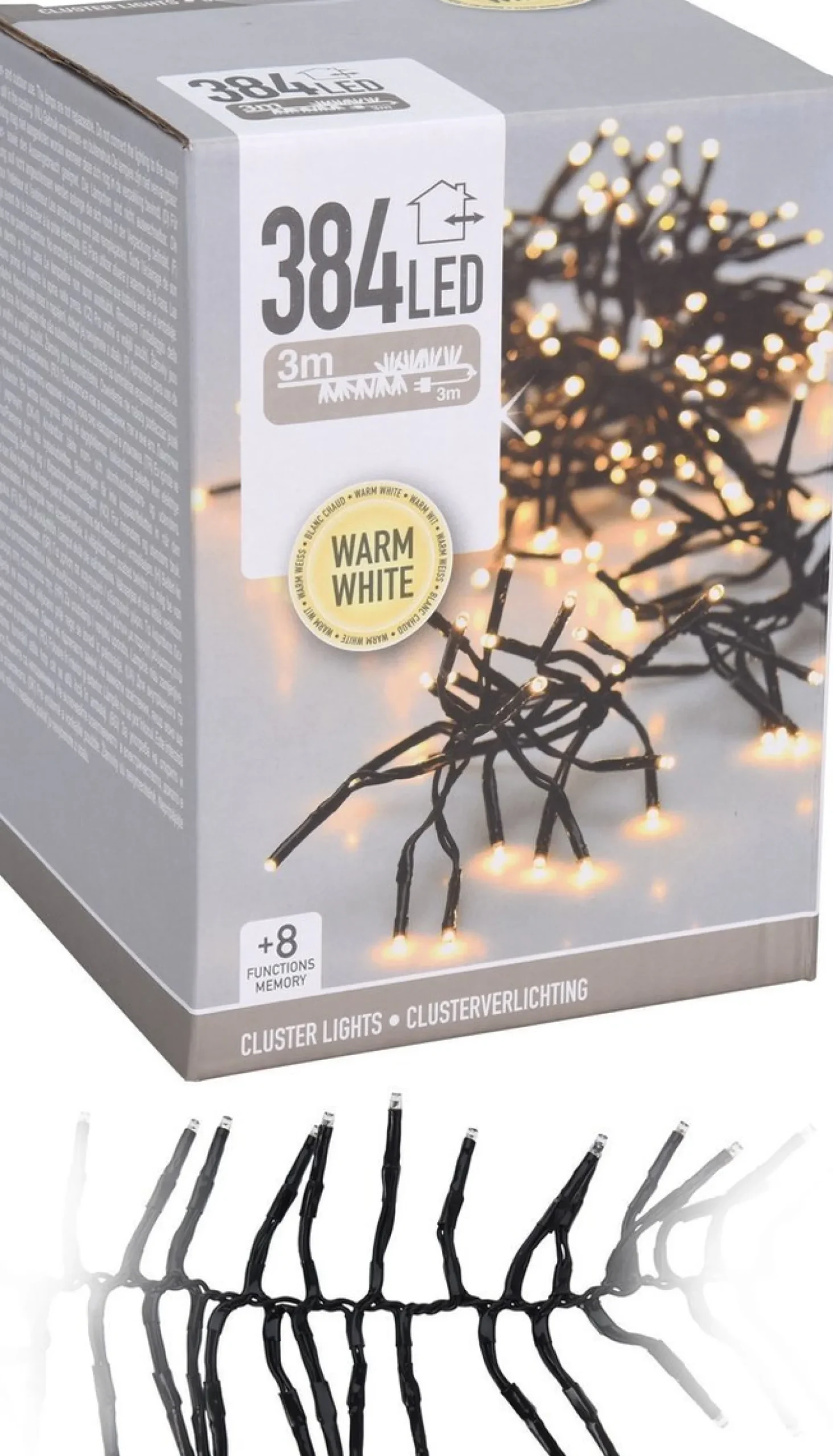 AYD Home Kerstverlichting - Clusterverlichting - 384 Led Lichtjes - Warm Wit Licht - 3M Discount