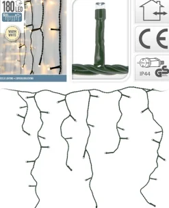 Merkloos Kerstverlichting - Ijspegel - Lichtgordijn - 6 Meter - Ijspegel - 180 Led's Voor Binnen & Buiten Best