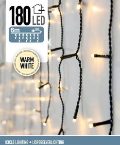 Merkloos Kerstverlichting - Ijspegel - Lichtgordijn - 6 Meter - Ijspegel - 180 Led's Voor Binnen & Buiten Best