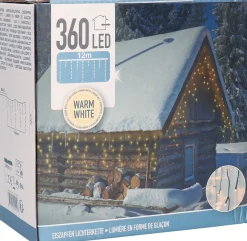 Merkloos Kerstverlichting - Ijspegel - Lichtgordijn - 12 Meter - Ijspegel - 360 Led's - Warm Wit - Voor Binnen & Buiten Shop
