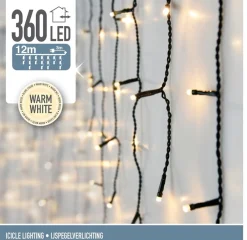 Merkloos Kerstverlichting - Ijspegel - Lichtgordijn - 12 Meter - Ijspegel - 360 Led's - Warm Wit - Voor Binnen & Buiten Shop