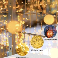 VUBIO Kerstverlichting 10 Meter 100 Lampjes - Led Slinger - Lichtsnoer - 8 Verschillende Programma's - Geschikt Voor Binnen En Buiten Outlet