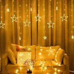 Merkloos Kerstverlichting - Sterrengordijn - 4 Meter - 138 Lampjes - 8 Standen - Warm Wit - Kerst Decoratie - Kerststerren - Lichtgordijn - Kerst - Kerstmis - Verlichting - Raamdecoratie - Raamverlichting - Voor Binnen - Lichtsnoer - Lichtgordijn Store