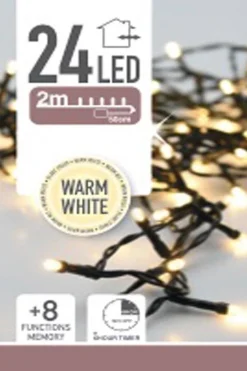 Bellatio Decorations Kerstverlichting 24 Warm Witte Lampjes Op Batterij 2 Meter Met Timer - Kerstlampjes/Kerstlichtjes Op Batterijen Fashion
