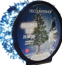 discountershop Kerstverlichting Buiten 25 Meter 1250 Led - Wit - Lichtsnoer Nano Koperdraad - Ip44 Stekker Met Timerfunctie - Kerstboomverlichting - Geschikt Voor Binnen En Buiten - Kerstverlichting Led Hot