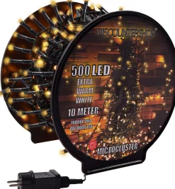 discountershop Kerstverlichting Buiten - 10 Meter 500 Led - Extra Warm Wit - Lichtsnoer Nano Koperdraad - Ip44 Stekker Met Timerfunctie - Kerstboomverlichting - Geschikt Voor Binnen En Buiten - Kerstverlichting Led Clearance