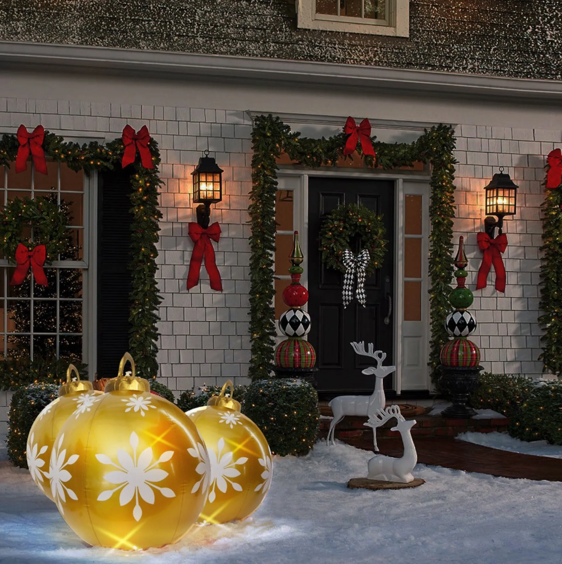 Family Christmas Kerstverlichting Buiten Op Batterijen - Opblaasbare Reuze Kerstbal Verlicht 60 Cm - Goud/Wit - Rgb Kleuren + Afstandsbediening Flash Sale