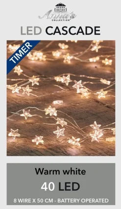 Anna's Collection Kerstverlichting Cascadelichtjes Met Timer 40 Lampjes Sterretjes Warm Wit - Voor Binnen Gebruik Sale