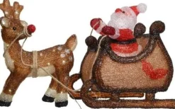 Lumineo Kerstverlichting Figuren Voor Buiten - Verlichte Kerstman Met Slee Led 90 Lampjes - 47 Cm - Koel Wit Store