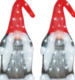 Lumineo Kerstverlichting Led Figuren Voor Buiten Gnome/Dwerg 19 X 22 X 44 Cm Met 60 Lampjes Helder Wit - Verlichte Figuren - Sneeuwpoppen Cheap