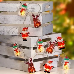 Merkloos Kerstverlichting Lichtsnoeren Kerstfiguren Op Batterij Met 10 Lampjes - Kerstlampjes/Kerstlichtjes Lichtsnoeren Hot