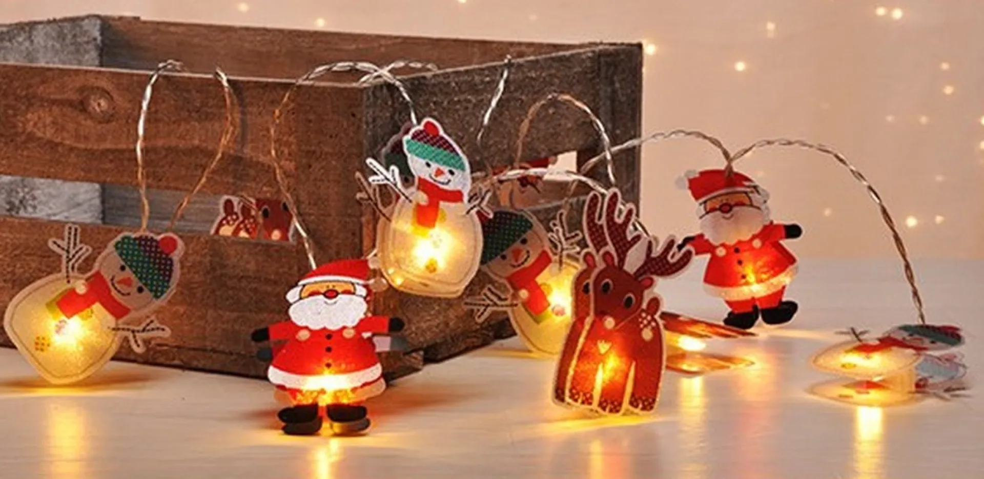 Merkloos Kerstverlichting Lichtsnoeren Kerstfiguren Op Batterij Met 10 Lampjes - Kerstlampjes/Kerstlichtjes Lichtsnoeren Hot